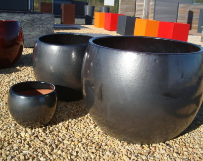 Pots grès émaillé anthracite