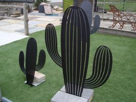 decoration cactus acier sculpture
